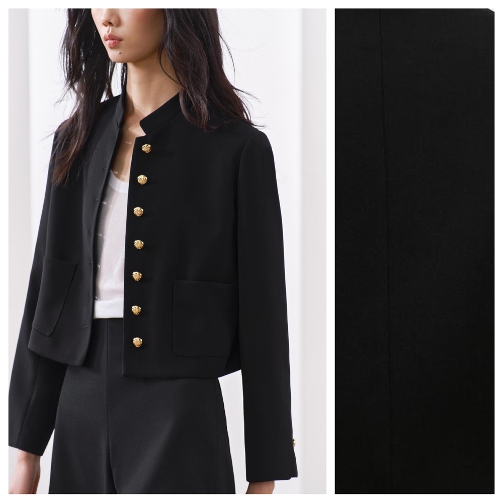 NWT. Zara ZW Collection Black Cropped Jacket. Size L.